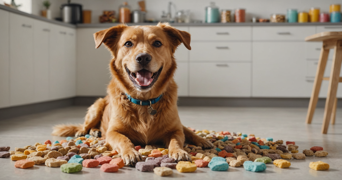A dog enjoying a balanced diet with a variety of freeze-dried treats